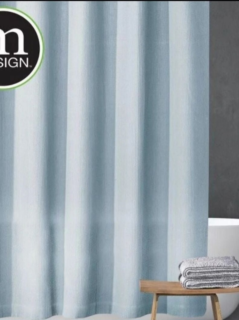 Mdesign Fabric Shower Curtain with Waffle Weave